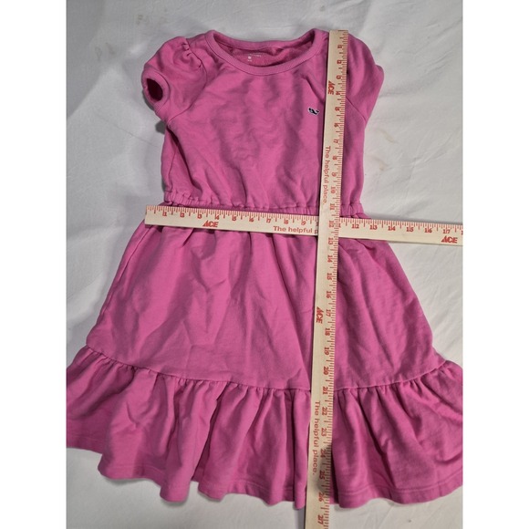Vineyard Vines Girls Pink Knit Dress SizeM (10-12)Tiered Cotton Blend Whale Logo - Picture 5 of 6